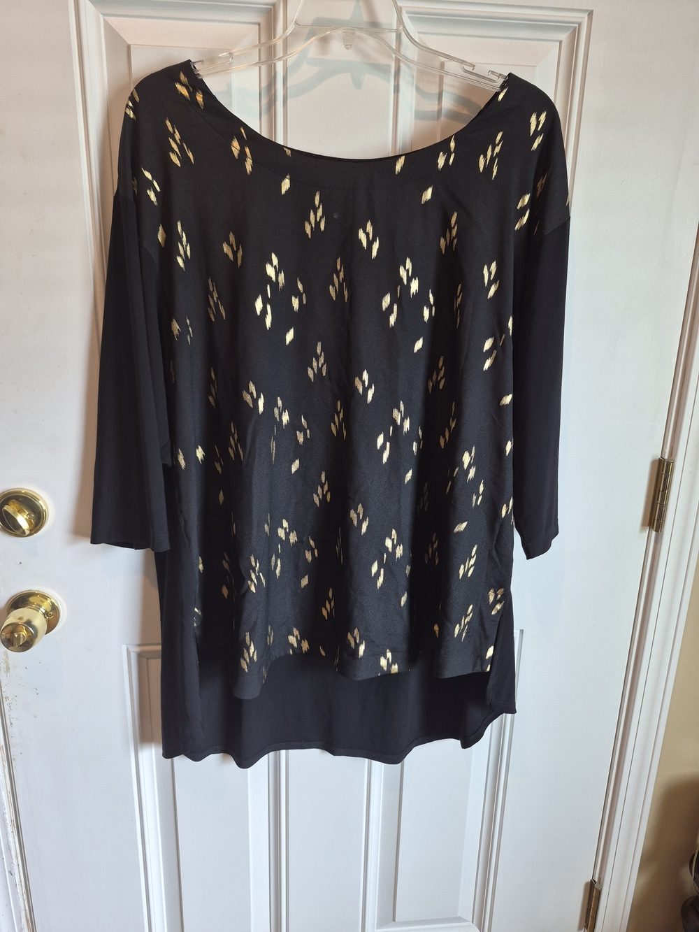 Cato Black Tunic with Gold Foil Dot Print